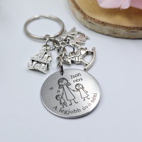 Ajándék óvónéninek - kulcstartó grafikával, egyedi névvel, felirattal