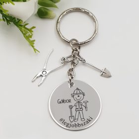 Ajándék szakiknak - kulcstartó grafikával, egyedi névvel, felirattal 