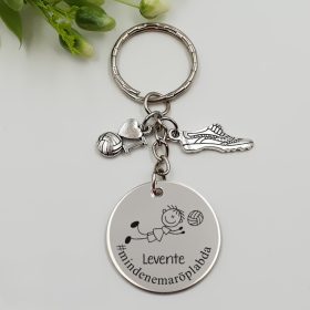 Ajándék röplabdásnak - kulcstartó grafikával, egyedi névvel, felirattal 