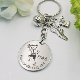Ajándék kézilabdázó nőnek - kulcstartó grafikával, kézilabdás ajándék 