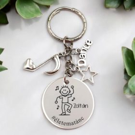  Ajándék táncosoknak - táncos kulcstartó grafikával, egyedi névvel, felirattal