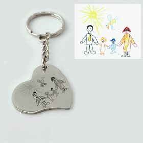   Gyerekrajzos kulcstartó - saját rajzzal (szív medál lánccal)