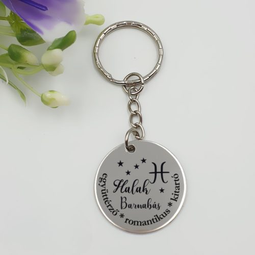 Horoszkóp kulcstartó saját névvel gravírozva - HALAK (02.20.-03.20.) 