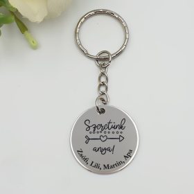   Kulcstartó "Szeretünk Anya!" felirattal, egyedi nevekkel	