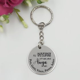   Kulcstartó "Az otthon ott van, ahol Anya van!" felirattal, egyedi nevekkel	