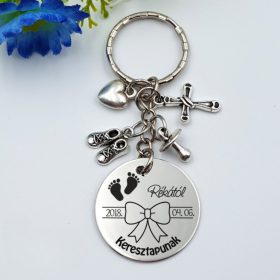 Kulcstartó,  ajándék keresztelőre keresztapának 