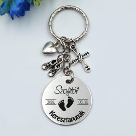 Kulcstartó, ajándék keresztelőre keresztapának 