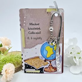Ballagási könyvjelző földrajztanároknak, ajándék földrajz tanárnak 