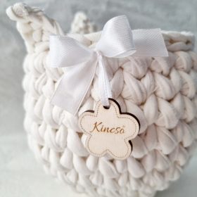 Horgolt cica tárolókosár egyedi felirattal (016)