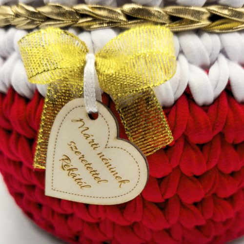 Horgolt tárolókosár egyedi felirattal (120) 