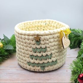 Horgolt tárolókosár egyedi felirattal (128) 