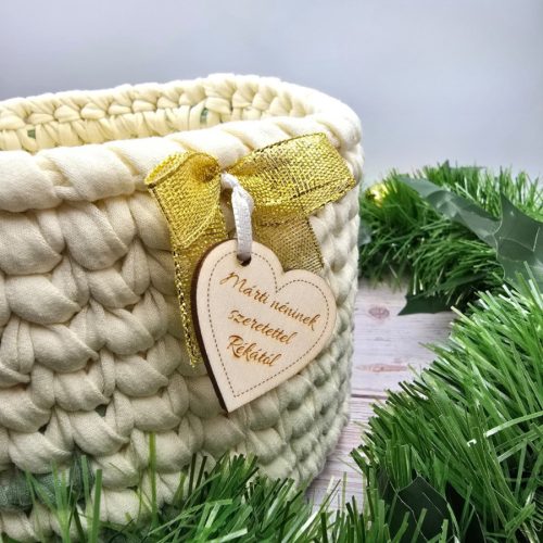 Horgolt tárolókosár egyedi felirattal (128) 