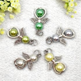 5 db teklagyöngy angyalka charm - lime