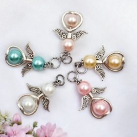 5 db teklagyöngy angyalka charm - macaron