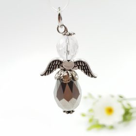   Angyalka charm - grafit és áttetsző csillogó üveggyöngyből