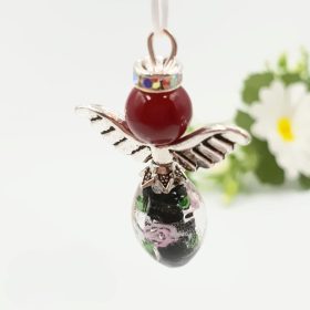   Angyalka charm - bordó és sötét akril- és üveggyöngyökkel