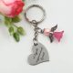 Kulcstartó pink akril angyalkával egyedi felirattal