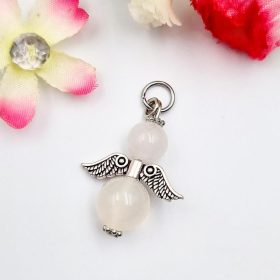 Angyalka charm - fehér achát ásványgyöngyből
