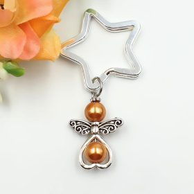   Óarany teklagyöngy angyalkás csillag formájú kulcstartó