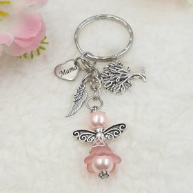   Kulcstartó akril angyalkával egyedi felirattal - 6 féle szín