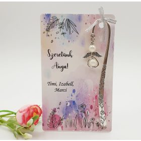   Angyalkás könyvjelző ajándékkártyán - Szeretünk anya!