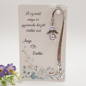   Angyalkás könyvjelző ajándékkártyán - A szeretet anya és gyermeke között...