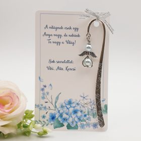   Angyalkás könyvjelző ajándékkártyán - A világnak csak egy Anya vagy, de nekünk..