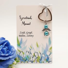 Ajándék nagymamának - Angyalkás kulcstartó ajándékkártyán
