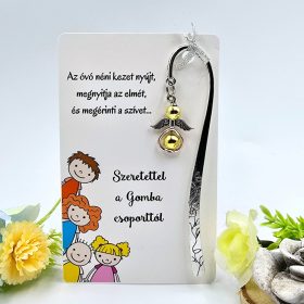 Ajándék óvó néninek, ajándék óvónőnek, Angyalkás könyvjelző ajándékkártyán