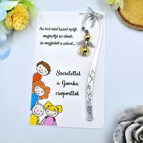 Ajándék óvó néninek, ajándék óvónőnek, Angyalkás könyvjelző ajándékkártyán