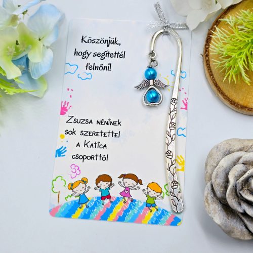 Ajándék óvó néninek, ajándék óvónőnek, Angyalkás könyvjelző ajándékkártyán