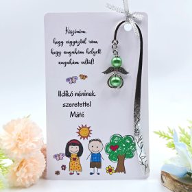 Ajándék óvó néninek, ajándék óvónőnek, Angyalkás könyvjelző ajándékkártyán