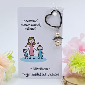 Ajándék óvó néninek, ajándék óvónőnek, Angyalkás kulcstartó ajándékkártyán