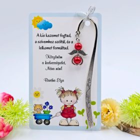 Ajándék óvó néninek, ajándék óvónőnek, Angyalkás könyvjelző ajándékkártyán