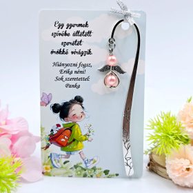 Ajándék óvó néninek, ajándék óvónőnek, Angyalkás könyvjelző ajándékkártyán