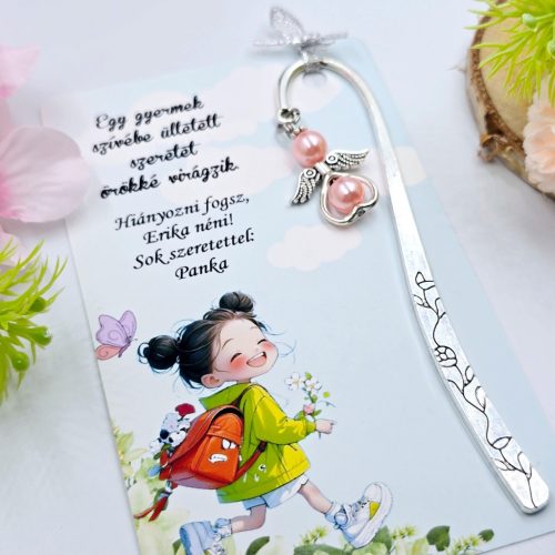 Ajándék óvó néninek, ajándék óvónőnek, Angyalkás könyvjelző ajándékkártyán