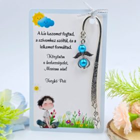 Ajándék óvó néninek, ajándék óvónőnek, Angyalkás könyvjelző ajándékkártyán