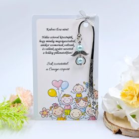 Ajándék óvó néninek, ajándék óvónőnek, Angyalkás könyvjelző ajándékkártyán