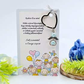 Ajándék óvó néninek, ajándék óvónőnek, Angyalkás kulcstartó ajándékkártyán