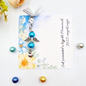 Ajándék anyák napjára, angyalkás dísz ajándékkártyán 