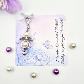 Ajándék anyák napjára, angyalkás dísz ajándékkártyán 