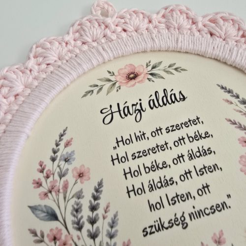 Házi áldás horgolt szegéllyel- 24 cm