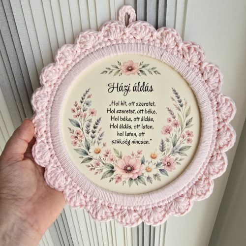 Házi áldás horgolt szegéllyel- 24 cm