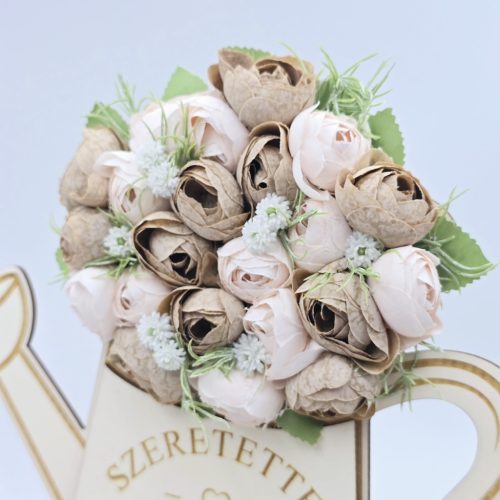 Ajándék óvó néninek, tanító néninek - selyemvirágokkal díszített egyedi feliratos öntözőkanna 12.