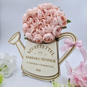Ajándék óvó néninek, tanító néninek - selyemvirágokkal díszített egyedi feliratos öntözőkanna 12.