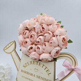 Ajándék óvó néninek, tanító néninek - selyemvirágokkal díszített egyedi feliratos öntözőkanna 12.