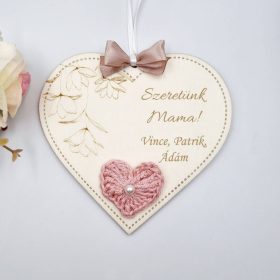   Ajándék anyák napjára, egyedi gravírozott fa szív (20 szín)
