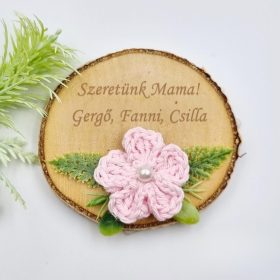 Gravírozott fa hűtőmágnes, anyák napjára ajándék 