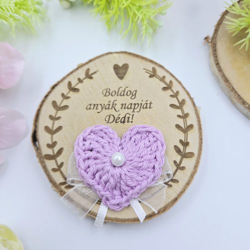 Gravírozott fa hűtőmágnes, ajándék anyák napjára nagymamának 