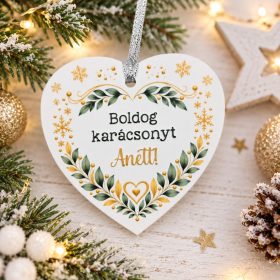 Egyedi neves karácsonyfadísz – szív vagy kör